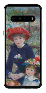 LG V60 ThinQ 5G用 背面 保護 フィルム 名画 プリント ルノワール 二人の姉妹( ピエール=オーギュスト・ルノワール Pierre-Auguste Renoir )