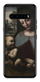 LG V60 ThinQ 5G用 背面 保護 フィルム 名画 プリント ダ・ヴィンチ 聖母子( レオナルド・ダ・ヴィンチ Leonardo da Vinci )
