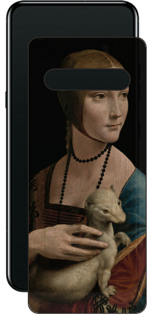 LG V60 ThinQ 5G用 背面 保護 フィルム 名画 プリント ダ・ヴィンチ 白貂を抱く貴婦人（ レオナルド・ダ・ヴィンチ Leonardo da Vinci ）