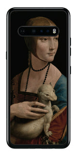 LG V60 ThinQ 5G用 背面 保護 フィルム 名画 プリント ダ・ヴィンチ 白貂を抱く貴婦人( レオナルド・ダ・ヴィンチ Leonardo da Vinci )