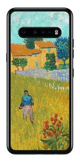LG V60 ThinQ 5G用 背面 保護 フィルム 名画 プリント ゴッホ プロヴァンスの農家( フィンセント ファン ゴッホ Vincent Willem van Gogh )