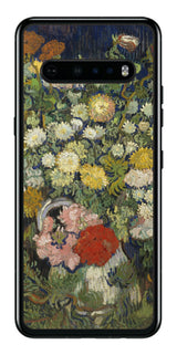 LG V60 ThinQ 5G用 背面 保護 フィルム 名画 プリント ゴッホ 花瓶の花の花束( フィンセント ファン ゴッホ Vincent Willem van Gogh )