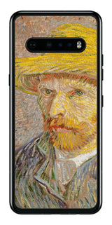 LG V60 ThinQ 5G用 背面 保護 フィルム 名画 プリント ゴッホ 麦わらの自画像( フィンセント ファン ゴッホ Vincent Willem van Gogh )