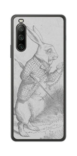 Sony Xperia 10 IV用 背面 保護 フィルム 名画プリント ジョン・テニエル ( John Tenniel ) 白ウサギ