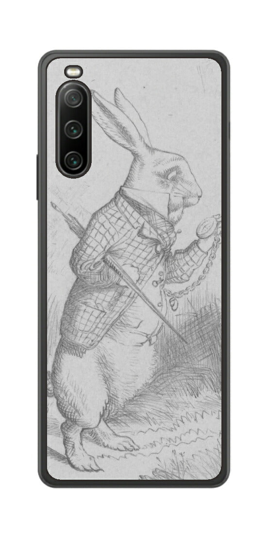 Sony Xperia 10 IV用 背面 保護 フィルム 名画プリント ジョン・テニエル （ John Tenniel ) 白ウサギ