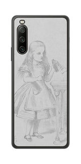 Sony Xperia 10 IV用 背面 保護 フィルム 名画プリント ジョン・テニエル ( John Tenniel ) 「私を飲んで」と書かれた瓶の場面