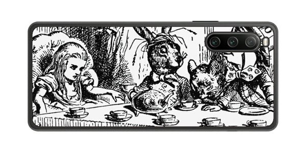 Sony Xperia 10 IV用 背面 保護 フィルム 名画プリント ジョン・テニエル （ John Tenniel ) 帽子屋と三月ウサギとのお茶会の場面