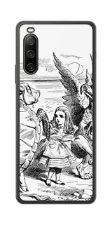 Sony Xperia 10 IV用 背面 保護 フィルム 名画プリント ジョン・テニエル ( John Tenniel ) 海ガメもどきとグリフォン
