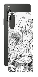 Sony Xperia 10 IV用 背面 保護 フィルム 名画プリント ジョン・テニエル ( John Tenniel ) トランプがアリスにとびかかる場面