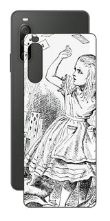 Sony Xperia 10 IV用 背面 保護 フィルム 名画プリント ジョン・テニエル （ John Tenniel ) トランプがアリスにとびかかる場面