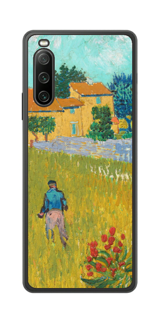 Sony Xperia 10 IV用 背面 保護 フィルム 名画 プリント ゴッホ プロヴァンスの農家（ フィンセント ファン ゴッホ Vincent Willem van Gogh ）
