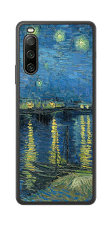 Sony Xperia 10 IV用 背面 保護 フィルム 名画 プリント ゴッホ ローヌの星月夜( フィンセント ファン ゴッホ Vincent Willem van Gogh )