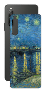 Sony Xperia 10 IV用 背面 保護 フィルム 名画 プリント ゴッホ ローヌの星月夜( フィンセント ファン ゴッホ Vincent Willem van Gogh )
