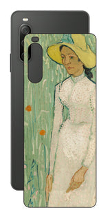 Sony Xperia 10 IV用 背面 保護 フィルム 名画 プリント ゴッホ 白衣の少女( フィンセント ファン ゴッホ Vincent Willem van Gogh )