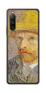 Sony Xperia 10 IV用 背面 保護 フィルム 名画 プリント ゴッホ 麦わらの自画像( フィンセント ファン ゴッホ Vincent Willem van Gogh )