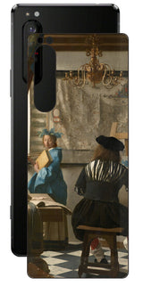Sony Xperia 1 II用 背面 保護 フィルム 名画 プリント フェルメール 絵画の芸術 ( ヨハネス・フェルメール Johannes Vermeer )
