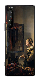 Sony Xperia 1 II用 背面 保護 フィルム 名画 プリント フェルメール 開いた窓辺で手紙を読む少女 ( ヨハネス・フェルメール Johannes Vermeer )