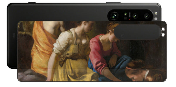 Sony Xperia 1 III用 背面 保護 フィルム 名画 プリント フェルメール ディアナとニンフたち （ ヨハネス・フェルメール Johannes Vermeer ）