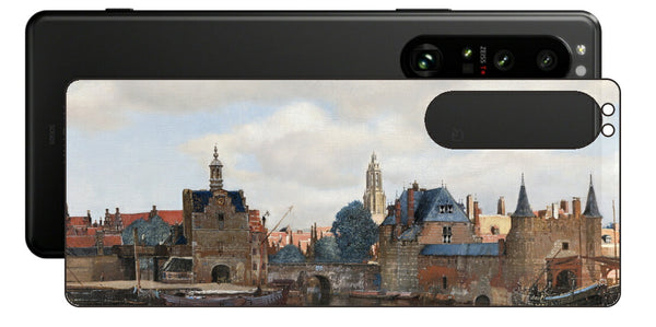 Sony Xperia 1 III用 背面 保護 フィルム 名画 プリント フェルメール デルフトの眺望 （ ヨハネス・フェルメール Johannes Vermeer ）