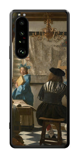 Sony Xperia 1 III用 背面 保護 フィルム 名画 プリント フェルメール 絵画の芸術 ( ヨハネス・フェルメール Johannes Vermeer )