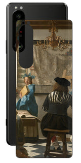 Sony Xperia 1 III用 背面 保護 フィルム 名画 プリント フェルメール 絵画の芸術 ( ヨハネス・フェルメール Johannes Vermeer )