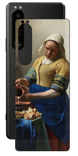 Sony Xperia 1 III用 背面 保護 フィルム 名画 プリント フェルメール 牛乳を注ぐ女 ( ヨハネス・フェルメール Johannes Vermeer )