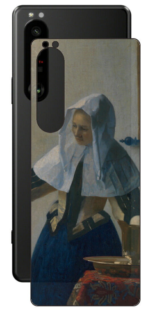 Sony Xperia 1 III用 背面 保護 フィルム 名画 プリント フェルメール 水差しを持つ若い女性 （ ヨハネス・フェルメール Johannes Vermeer ）
