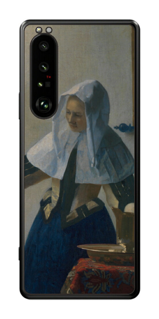 Sony Xperia 1 III用 背面 保護 フィルム 名画 プリント フェルメール 水差しを持つ若い女性 （ ヨハネス・フェルメール Johannes Vermeer ）