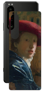 Sony Xperia 1 III用 背面 保護 フィルム 名画 プリント フェルメール 赤い帽子の少女 ( ヨハネス・フェルメール Johannes Vermeer )