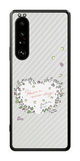 Sony Xperia 1 III用 【コラボ プリント Design by すいかねこ 007 】 カーボン調 背面 保護 フィルム 日本製