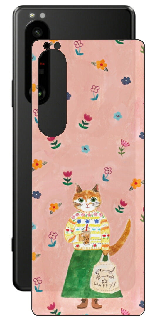 Sony Xperia 1 III用 【コラボ プリント Design by よこお さとみ 004 】 背面 保護 フィルム 日本製