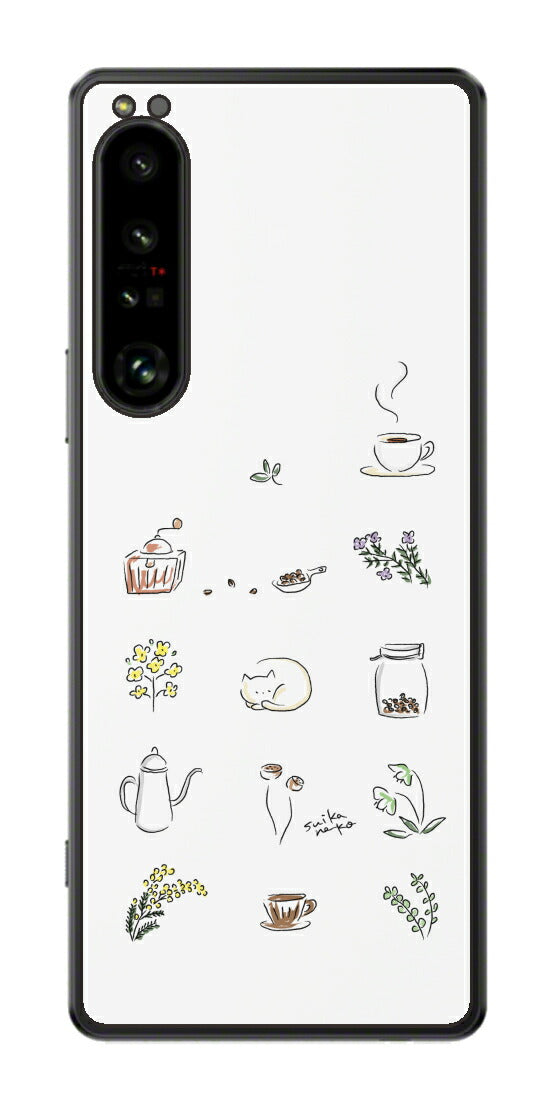 Sony Xperia 1 IV用 【コラボ プリント Design by すいかねこ 001 】 背面 保護 フィルム 日本製