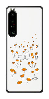 Sony Xperia 1 IV用 【コラボ プリント Design by すいかねこ 006 】 背面 保護 フィルム 日本製