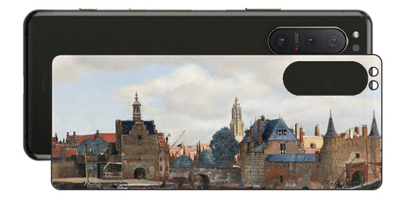Sony Xperia 5 II用 背面 保護 フィルム 名画 プリント フェルメール デルフトの眺望 （ ヨハネス・フェルメール Johannes Vermeer ）