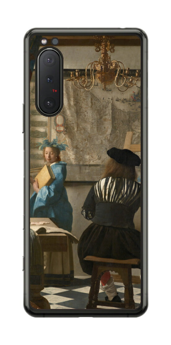 Sony Xperia 5 II用 背面 保護 フィルム 名画 プリント フェルメール 絵画の芸術 （ ヨハネス・フェルメール Johannes Vermeer ）