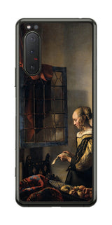 Sony Xperia 5 II用 背面 保護 フィルム 名画 プリント フェルメール 開いた窓辺で手紙を読む少女 ( ヨハネス・フェルメール Johannes Vermeer )