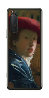 Sony Xperia 5 II用 背面 保護 フィルム 名画 プリント フェルメール 赤い帽子の少女 ( ヨハネス・フェルメール Johannes Vermeer )