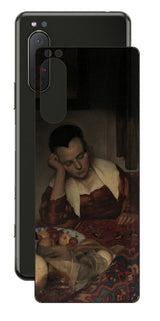 Sony Xperia 5 II用 背面 保護 フィルム 名画 プリント フェルメール 眠っているメイド ( ヨハネス・フェルメール Johannes Vermeer )