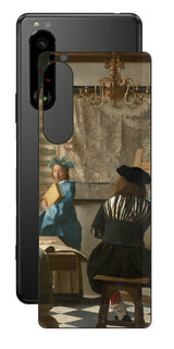 Sony Xperia 5 III用 背面 保護 フィルム 名画 プリント フェルメール 絵画の芸術 （ ヨハネス・フェルメール Johannes Vermeer ）