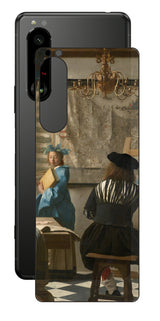 Sony Xperia 5 III用 背面 保護 フィルム 名画 プリント フェルメール 絵画の芸術 ( ヨハネス・フェルメール Johannes Vermeer )