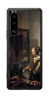 Sony Xperia 5 III用 背面 保護 フィルム 名画 プリント フェルメール 開いた窓辺で手紙を読む少女 ( ヨハネス・フェルメール Johannes Vermeer )
