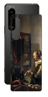 Sony Xperia 5 III用 背面 保護 フィルム 名画 プリント フェルメール 開いた窓辺で手紙を読む少女 ( ヨハネス・フェルメール Johannes Vermeer )