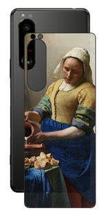 Sony Xperia 5 III用 背面 保護 フィルム 名画 プリント フェルメール 牛乳を注ぐ女 ( ヨハネス・フェルメール Johannes Vermeer )