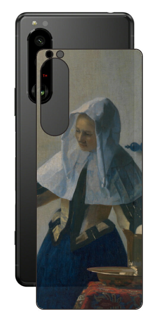 Sony Xperia 5 III用 背面 保護 フィルム 名画 プリント フェルメール 水差しを持つ若い女性 （ ヨハネス・フェルメール Johannes Vermeer ）