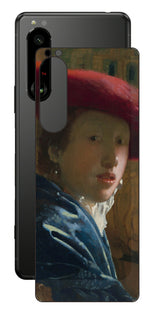 Sony Xperia 5 III用 背面 保護 フィルム 名画 プリント フェルメール 赤い帽子の少女 ( ヨハネス・フェルメール Johannes Vermeer )