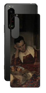 Sony Xperia 5 III用 背面 保護 フィルム 名画 プリント フェルメール 眠っているメイド ( ヨハネス・フェルメール Johannes Vermeer )