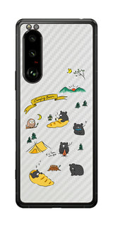 Sony Xperia 5 III用 【コラボ プリント Design by すいかねこ 004 】 カーボン調 背面 保護 フィルム 日本製