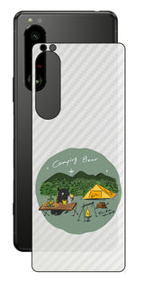 Sony Xperia 5 III用 【コラボ プリント Design by すいかねこ 005 】 カーボン調 背面 保護 フィルム 日本製
