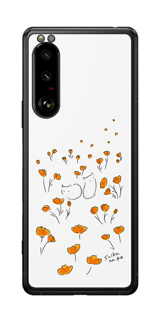 Sony Xperia 5 III用 【コラボ プリント Design by すいかねこ 006 】 背面 保護 フィルム 日本製