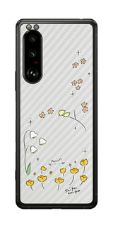 Sony Xperia 5 III用 【コラボ プリント Design by すいかねこ 009 】 カーボン調 背面 保護 フィルム 日本製